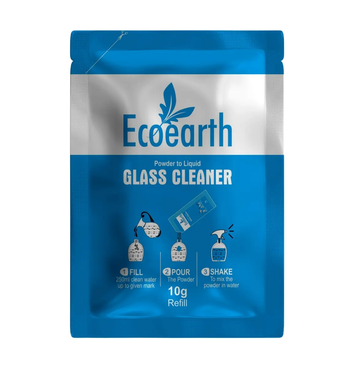 Poeder Tot Vloeibare Glasreiniger Eco Aarde 10 Gram Sachet Wasmiddel Tapijten Glasreiniging Uniek