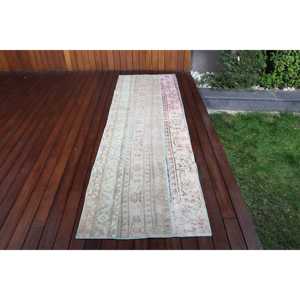 Vintage 2.7x8.6 ft <b>Rug</b>, Turkish <b>Runner</b> <b>Rug</b>, White Southwestern <b>Rug</b> - Product Image 1