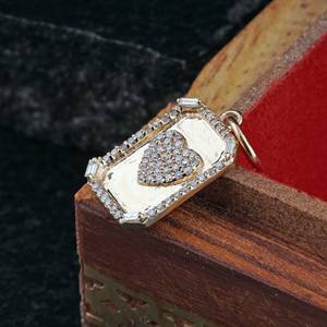 Pendentif coeur en or jaune 14K, vente en gros, diamant pavé, fabricant, bijoux Baguette - Product Image 1