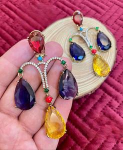 Superbe qualité or polonais Zircon boucles d'oreilles moderne porter fête mariage fonction porter Collection pour les femmes et les filles - Product Image 5