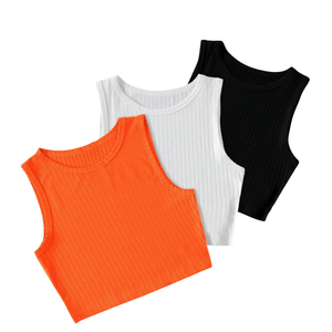 Débardeur court pour femme 2025 OEM en coton tricoté doux, respirant, écologique, style streetwear, sans manches, décontracté, été - Product Image 5