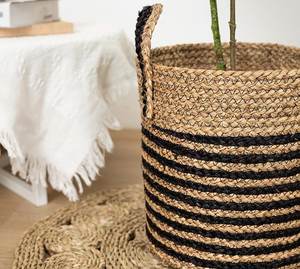 Panier de rangement multifonctionnel pour pots de fleurs tissés en jonc de mer pour plantes au sol - Product Image 4