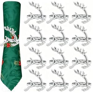Novedosos Anillos de Servilleta de Metal con Diseño de Ciervo Sika Navideños, Artículos Ecológicos para la Decoración de la Mesa de Fiesta - Product Image 1