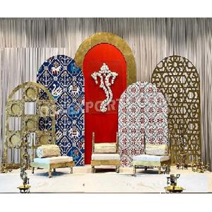 Panneaux décoratifs laser pour mariage Punjabi, panneaux métalliques découpés au laser pour toile de fond, panneaux métalliques à thème occidental, USA - Product Image 1