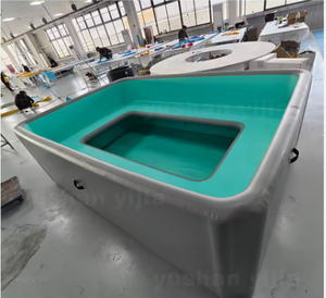 Jacuzzi gonflable portable en tissu extensible avec <span class=keywords><strong>pompe</strong></span> manuelle - Bain à remous pliable pour le camping en plein air et la détente familiale - Product Image 6