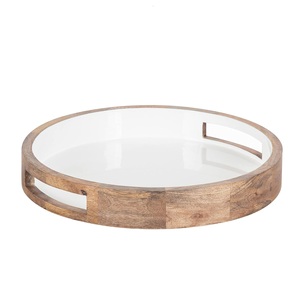 Bandeja decorativa esmaltada de madera hecha a mano con patrón floral para cocina, comedor y regalo, bandejas de servicio rectangulares multicolores - Product Image 5