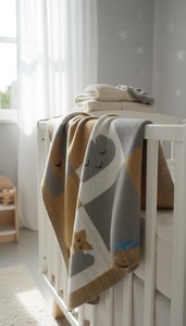 Custom Knitted European Style Baby <b>Blanket</b> 100% Organic Cotton Animal/Dot/Striped/Cartoon Newborn <b>Swaddling</b> Wrap Soft Foldable - Product Image 3