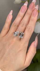 Anillo Eternity Toi Moi de Plata 925 con Moissanita Original Fina, Corte Esmeralda y Pera, Personalizable, Regalo de Aniversario para Enamorados - Product Image 5