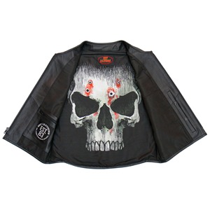 Whaler Blue Men's Club Style Chaleco de cuero Cross Motorcycle Club Style Ocultar y llevar chaleco de motorista de cuero - Product Image 6