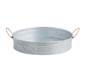 Plateau de table en métal de forme arrondie classique et vintage pour ferme Grossiste Plateau de service galvanisé Plateau de service galvanisé - Product Image 1