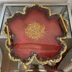 Bandeja de Resina Hecha a Mano Personalizable al por Mayor con Posavasos, Juego de Servicio para el Hogar y la Mesa, Modelo - Product Image 6