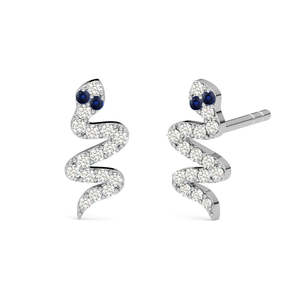 NOVAMART Fine Vintage Snake <b>Stud</b> Earrings 925 Sterling <b>Silver</b> with Rose Gold & 14K/18K Trendy 18K Diamond Hoop Wholesale Export - Product Image 1