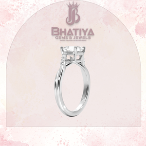 Ascher Cut 1-3 CT Solitaire Diseño de tres piedras Regalo de Navidad para mujeres Chemise Anillo de compromiso de diamantes de oro blanco de 18 quilates - Product Image 6