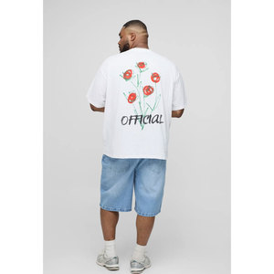 Camiseta de algodón orgánico de peso pesado con logotipo de cuello estampado personalizado camiseta de gran tamaño en blanco de alta calidad para hombres a la venta - Product Image 2