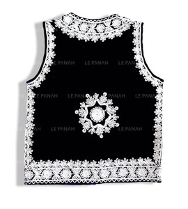 Gilet afghan noir pour homme avec broderie de style antique parfait pour les mariés et le style d'événements culturels - Product Image 5