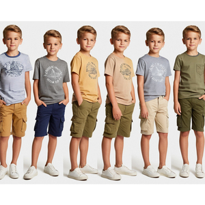 Pantalones Cortos de Sarga para Niños, Diseño Clásico de Color Sólido, Tela de Sarga de Algodón Cómoda, Cintura Elástica, Duraderos para el Verano, Ropa Casual Escolar - Product Image 5