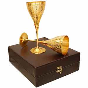 Gobelet de qualité supérieure Argent et laiton Gobelets à vin de luxe Verre Verres en laiton faits à la main Verre à vin gobelet plaqué argent - Product Image 1