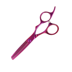 Vente en gros de ciseaux de coiffeur à effiler ciseaux de salon de beauté droits à enduits de couleur avec repose-doigt fixe - Product Image 4