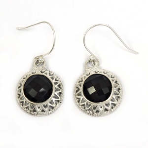 Boucles d'oreilles en argent Onyx noir à la mode véritables bijoux bohèmes fabriqués à partir de 92 boucles d'oreilles en argent Sterling massif pour femmes bijoux - Product Image 1