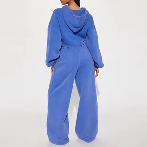 Ensemble sweat à capuche zippé pour femmes en éponge française respirante de haute qualité - Product Image 2
