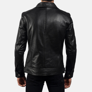 Elegante chaqueta de cuero puro 100% para hombres Nuevo diseño de alta calidad Más vendido Precio bajo al por mayor con tela de lona - Product Image 5
