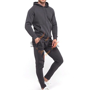 Ensemble de survêtement décontracté pour homme à capuche, taille plus, avec logo personnalisé, pour l'hiver, 100% coton - Product Image 2