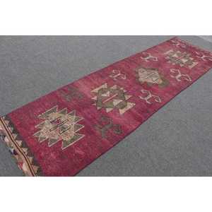 Herki Rug, 2.9x10.2 ft Turkish Rug, <b>Red</b> Plants & trees Rug <b>Wool</b> - Product Image 2