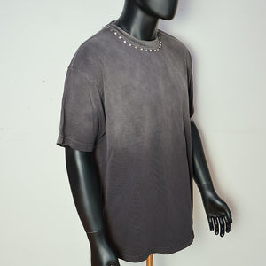 T-shirt Homme Personnalisé OEM en Coton Lourd 300 g/m² Délavé à l'Acide, Coupe Oversize Boxy, Effet Vieilli, Style Streetwear Vintage - Product Image 4