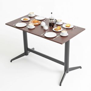 Table basse rectangulaire 120x60cm avec double pieds en fer, design minimaliste en bois de chêne, convertible, mobilier de salon CFD68189 - Product Image 1