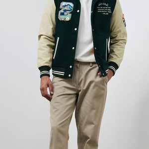 Wholesale Plus Size Men's Coated Long Thin <b>Stand</b> Collar Custom Logo Plain Baseball Varsity Jacket Light <b>Weight</b> Winter Breathable - Product Image 6