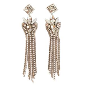 Boucles d'oreilles de mariée en forme de couronne faites à la main brodées à la main avec glands au design élégant pour femmes du vendeur indien - Product Image 1