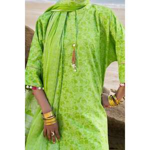 Traje Jacquard Verde y Beige de 3 Piezas Sin Coser - Product Image 1