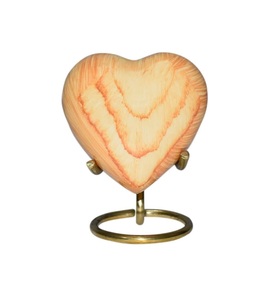 Oak <b>Wood</b> Design Urn Keepsake - Mini Heart Cremation Urn with Stand & Premium <b>Box</b> - <b>Small</b> Keepsake Urn - Honor Your Loved One - Product Image 1