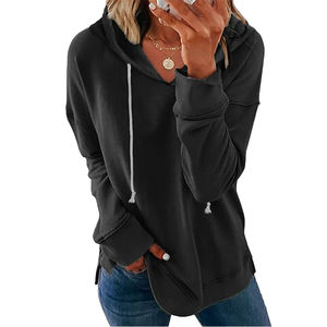 Sweat-shirts légers d'hiver en rayonne à col en V pour femmes avec impression de logo personnalisé, coupe ample, manches longues, vente en gros - Product Image 6