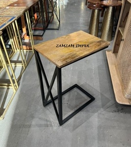 Table basse en bois de manguier avec pieds en acier noir Table centrale de style industriel pour la décoration de meubles de salon - Product Image 5