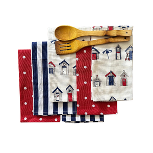 Paño de Cocina con Estampado de Casas Costeras, Algodón 40x60cm 180GSM 200TC Rojo Marino, SA8000 BSCI, Bajo MOQ, OEM ODM, India, Venta al por Mayor - Product Image 6
