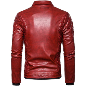 Chaqueta de lana para hombre, ropa de moda para hombre con cuello levantado, chaqueta de cuero personalizada para motociclista para hombre - Product Image 4