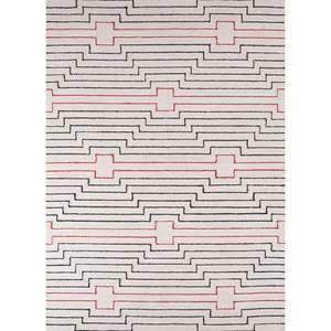 Tapis en laine et viscose tufté à la main, motif géométrique, couleur ivoire, pour salon, chambre, couloir - TNQ-07 - Product Image 1
