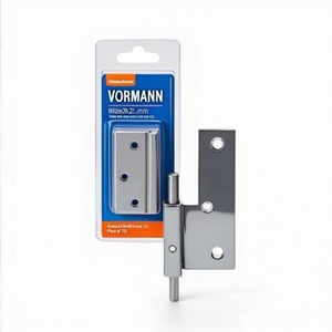 VORMANN บานพับประตูเหล็กติดพื้นผิวด้านขวา ขนาด 80x72 มม. DIN ด้านขวา ชุบสังกะสีสีน้ำเงิน แบบหมุดยึด แพ็ค 10 ชิ้น - Product Image 3