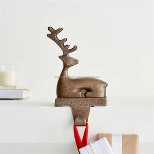 Gold Deer Stag With Goggles <b>Stocking</b> <b>Holder</b> Christmas Decoration Gift & Metal Crafts Cheap Price - Product Image 3