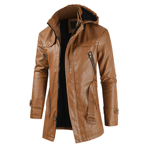 Blouson aviateur en cuir élégant et moderne à capuche en toile pour hommes vente en gros de cuir véritable à manches longues coupe sur mesure disponible - Product Image 4