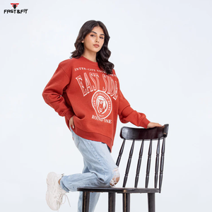 Jersey de cuello redondo de invierno para mujer con diseño personalizado, sudadera transpirable con hombros caídos y logotipo impreso en la parte delantera - Product Image 5