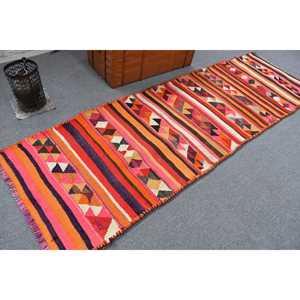 Turkish Rug, <b>Runner</b> 3.1x9.9 ft Rug, <b>Red</b> Floral Rug - Product Image 1