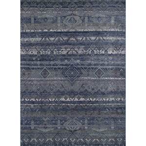 AKWL-1058(CS-01) Alfombra Clásica de Lana Azul Tomillo con Patrón Geométrico Abstracto, Rectangular Grande para Pasillo o Sala de Estar, Anudada a Mano - Product Image 1