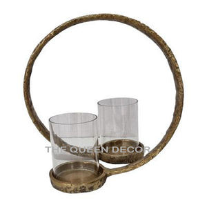 เชิงเทียนเคลือบทองทำจากโลหะอลูมิเนียมที่หรูหราสวยงามพร้อมฐานแก้วหินอ่อนรูปทรงกลมตกแต่งภายในงานแต่งงาน - Product Image 6