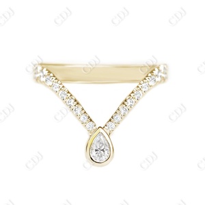 Haute Qualité V Forme 14K Or Moissanite Alliance Chevron GRA Certifié Bagues Personnalisées pour Femmes Bijoux Grossiste en CDJ - Product Image 2