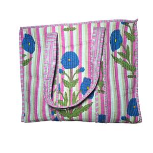 Handmade Women's Shoulder Tote <b>Bag</b> Handblock Printed Cotton Quilt with <b>Zip</b> 100% Cotton - Product Image 1