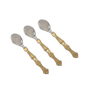 Ensemble de couverts en acier inoxydable argenté 3 pièces, élégant laiton doré gaufré avec style américain moderne - Product Image 1