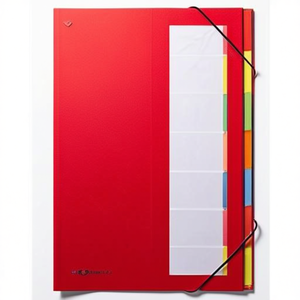 Premium DIN <b>A4</b> Red Cardboard File <b>Folder</b> with Polypropylene Film Laminated Compartment Block - Product Image 3