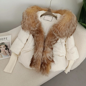 Authentic <b>Fox</b> <b>Fur</b> Collar Hooded Natural Thick Warm Streetwear Outerwear Women's Loose Oversized Puffer Jacket <b>for</b> Winter 2025 - Product Image 4